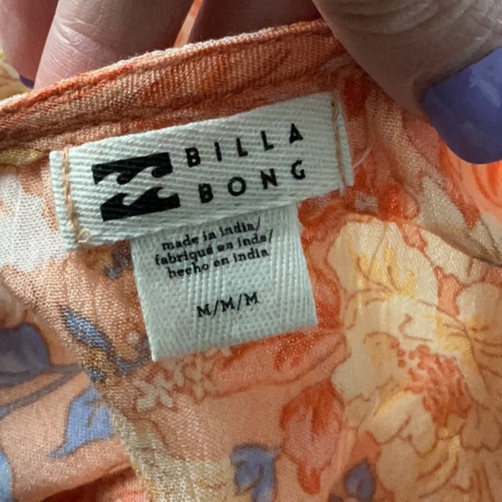Billabong Orange Floral V-Neck Dress - Picture 3 of 6